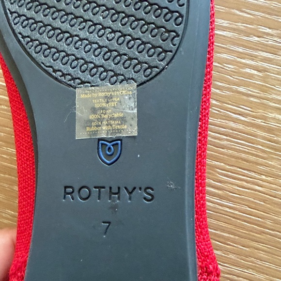 Rothy's Bold Red Flats with Blue Accents - Picture 4 of 5